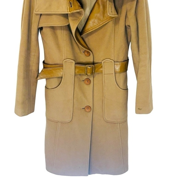 MACKAGE Tan Brown Wool Blend Luxury Trench Coat SZ Medium - Picture 4 of 13